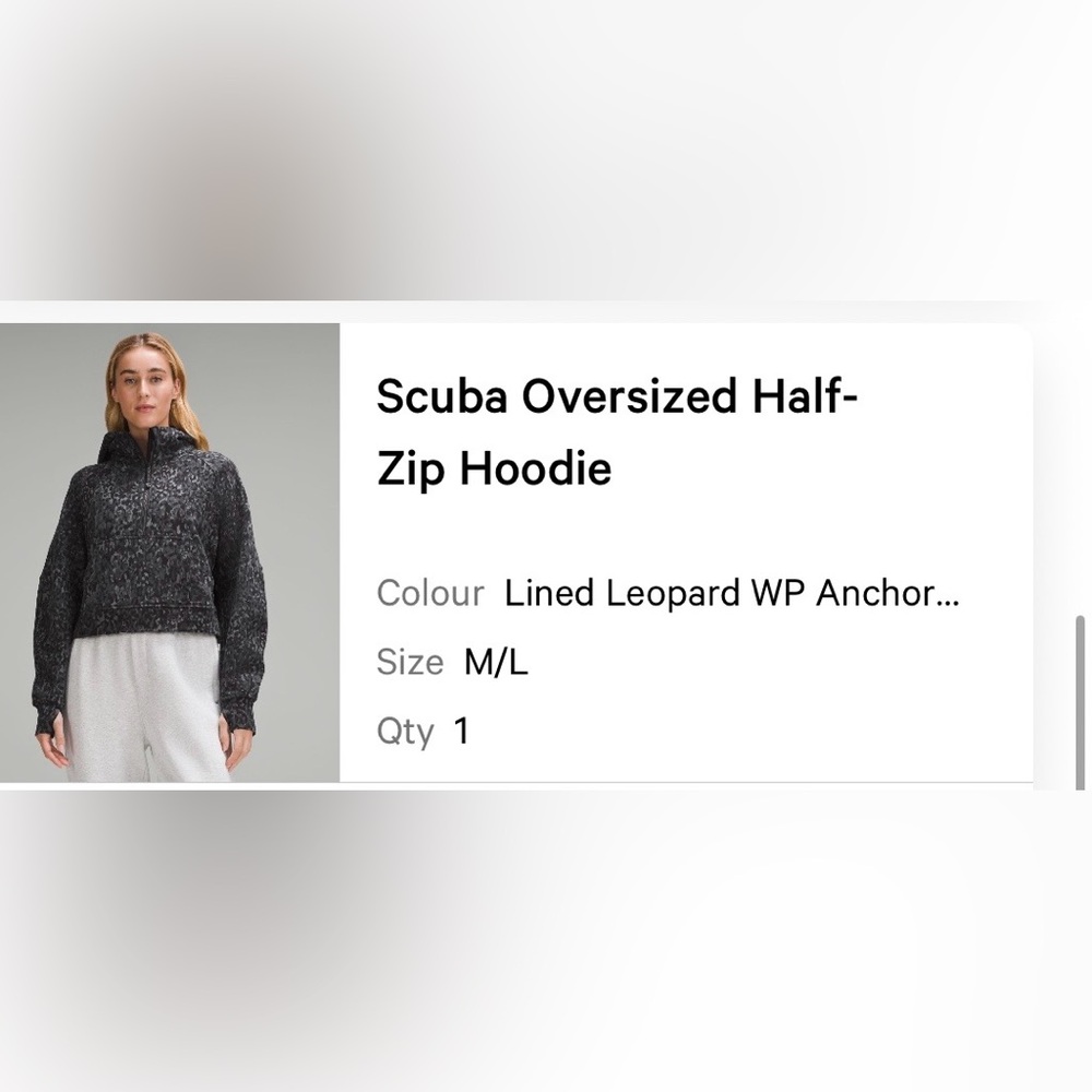 lululemon scuba oversized half-zip hoodie lined leopard